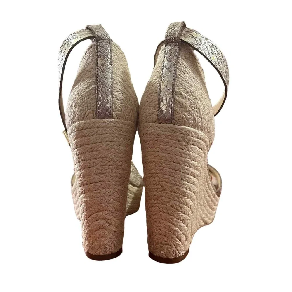 Vince Camuto Boho Espadrille Wedge Sandals Womens 8.5‎ Gold Metallic Snakeskin
